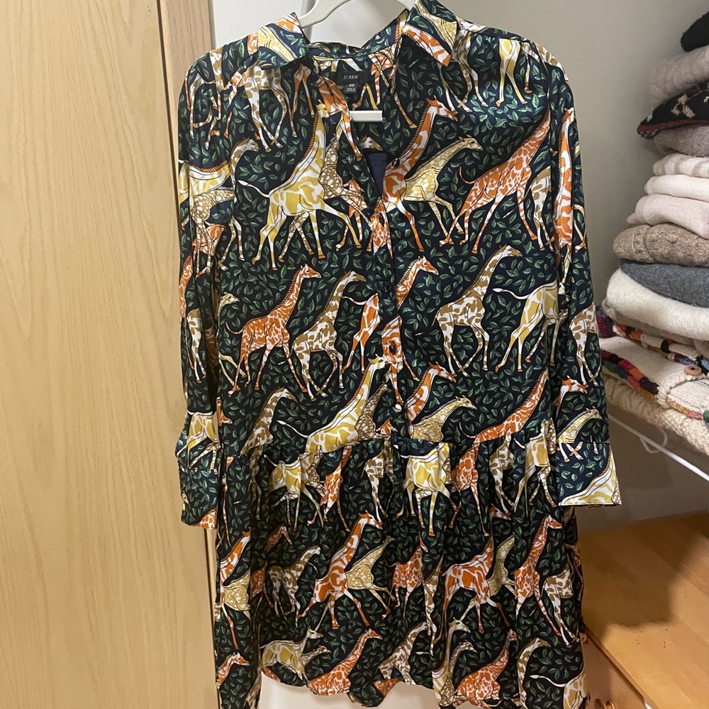 J Crew giraffe print shirt dress